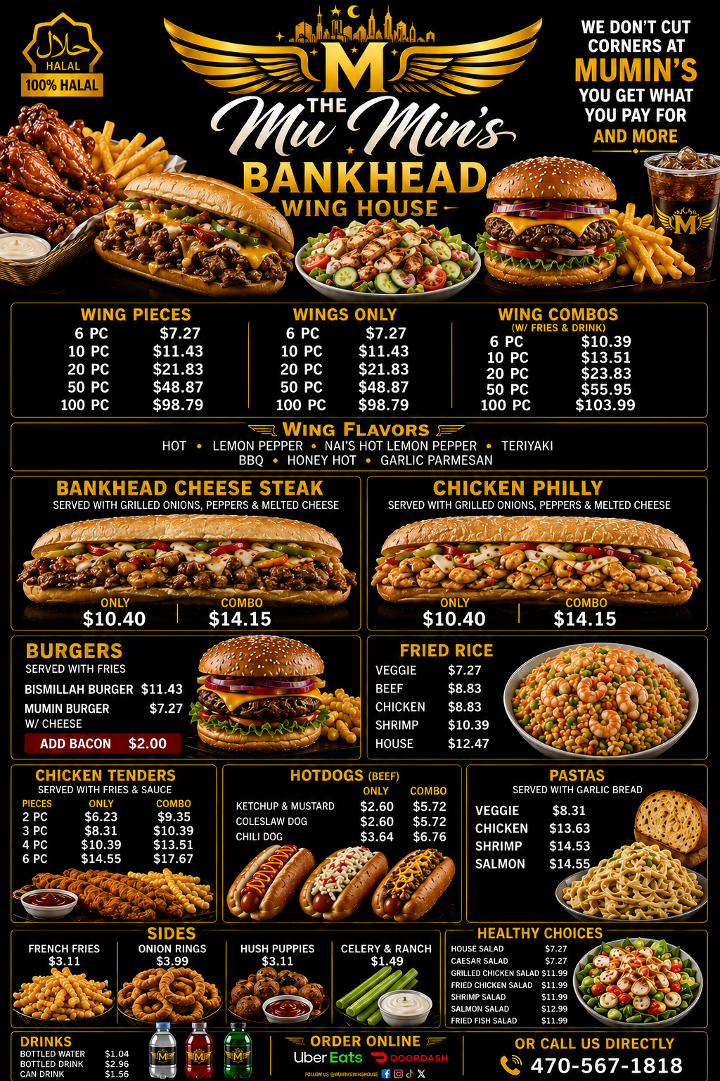 The Mumin's Wing House full menu poster