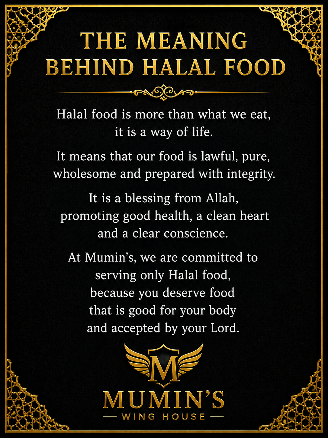 The meaning behind halal food at Mumin's Wing House