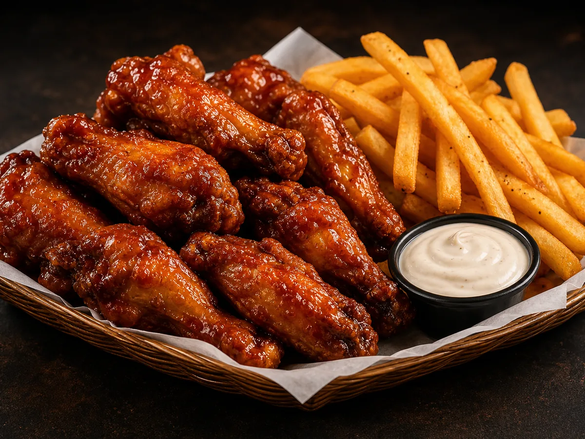 Crispy halal chicken wings with sauce from The Mumin's Wing House